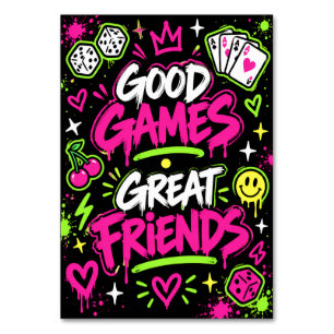 Benutzerdefinierte Girls Game Night Neon-Graffiti- Tischnummer