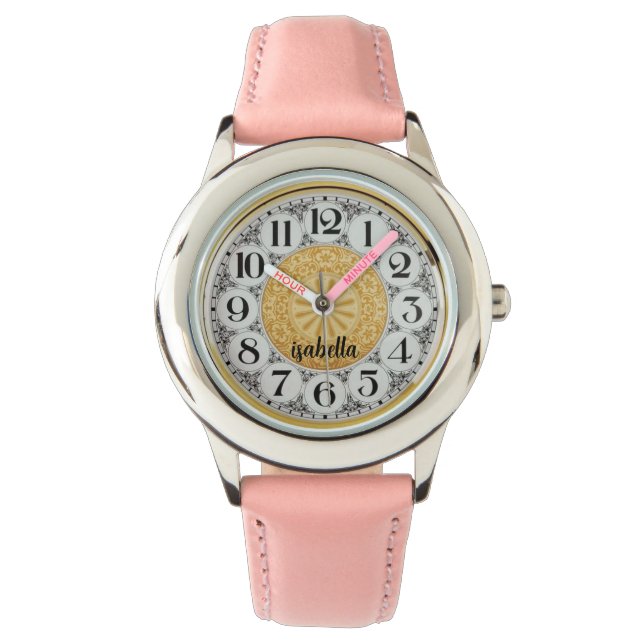 Benutzerdefinierte Girls Name Glitzer Strap Kinder Armbanduhr (Vorderseite)