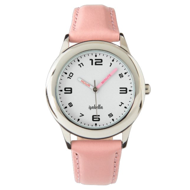 Benutzerdefinierte Girls Name Glitzer Strap Kinder Armbanduhr (Vorderseite)