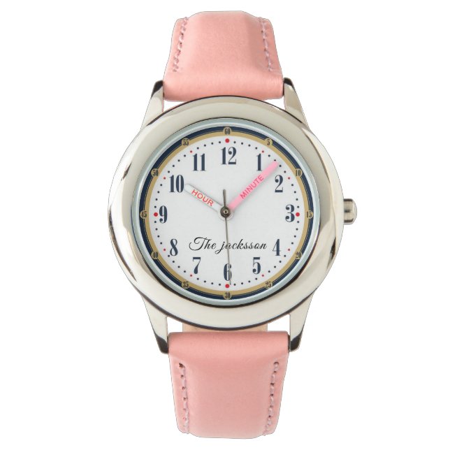 Benutzerdefinierte Girls Name Glitzer Strap Kinder Armbanduhr (Vorderseite)