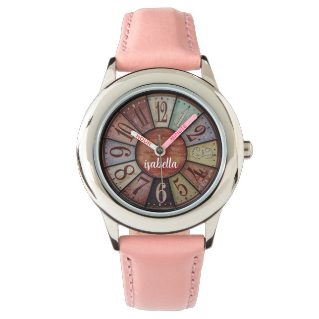 Benutzerdefinierte Girls Name Glitzer Strap Kinder Armbanduhr (Vorderseite)
