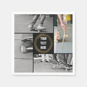 Benutzerdefinierte Gitter-Fotocollage und Text Tee Serviette
