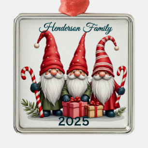Benutzerdefinierte Gnom-Familie zu dritt Ornament Aus Metall
