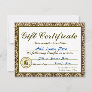 Benutzerdefinierte Gold-Geschenkgutschein für Einl Einladung
