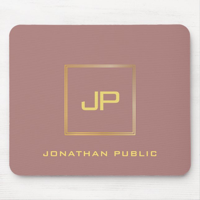 Benutzerdefinierte Gold Monogram Vorlage Elegant M Mousepad (Vorne)