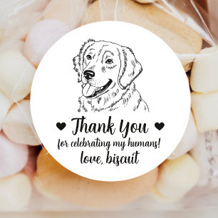 Benutzerdefinierte Golden Retriever-Hunde-Hochzeit Runder Aufkleber