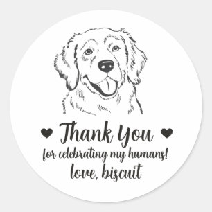 Benutzerdefinierte Golden Retriever-Hunde-Hochzeit Runder Aufkleber