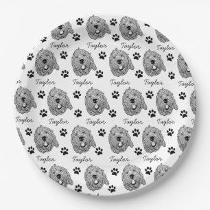 Benutzerdefinierte Goldendoodle-Hund-Personalisier Pappteller