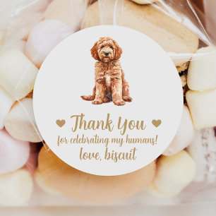 Benutzerdefinierte Goldendoodle-Hunde-Hochzeitsgun Runder Aufkleber