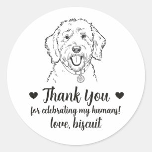 Benutzerdefinierte Goldendoodle-Hunde-Hochzeitsgun Runder Aufkleber
