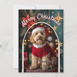 Benutzerdefinierte Goldendoodle-Hunde-Weihnachtska Feiertagskarte