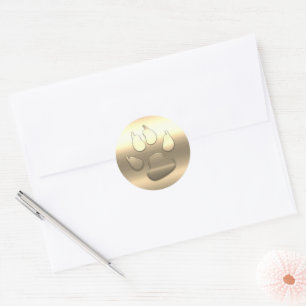 Benutzerdefinierte Goldene Hundepfote Runder Aufkleber