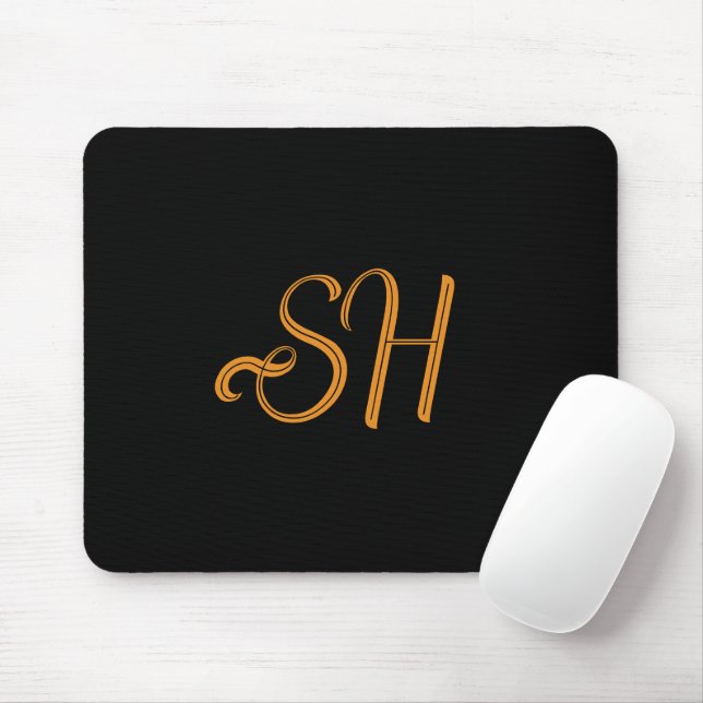 benutzerdefinierte Goldskriptinitialen schwarz Mousepad (Mit Mouse)