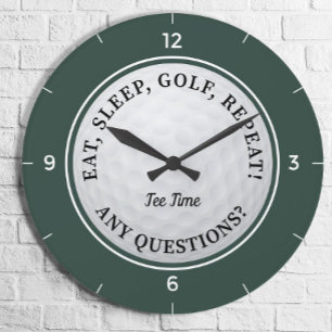 Benutzerdefinierte Golfball-Sport-Golfer-Zitat Grü Große Wanduhr