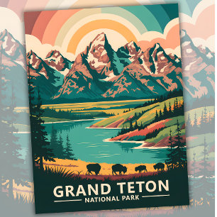 Benutzerdefinierte Grand-Teton-Nationalpark-Wildli Postkarte