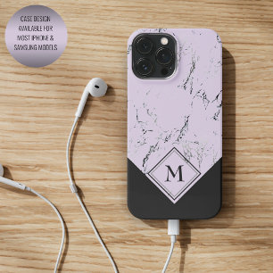 Benutzerdefinierte Grau-Schwarz-Marmor auf Lavende iPhone 16 Pro Max Hülle