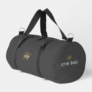 Benutzerdefinierte Grau-Schwarze Monogramm-Anfangs Duffle Bag