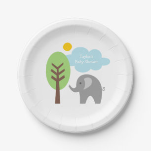 Benutzerdefinierte graue Elefant-Einweg-Babyparty- Pappteller