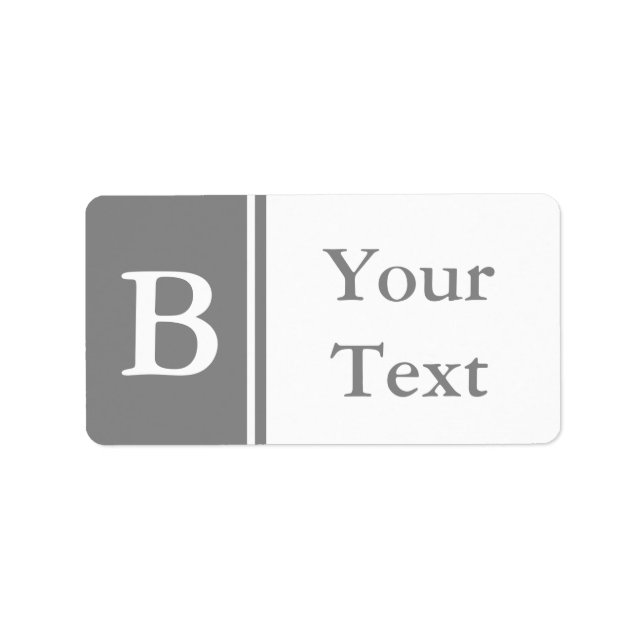 Benutzerdefinierte graue Mit Monogramm Labels oder Adressaufkleber (Vorne)