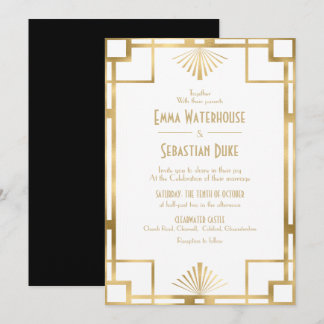 Benutzerdefinierte Great Gatsby Art Deco Hochzeit  Einladung