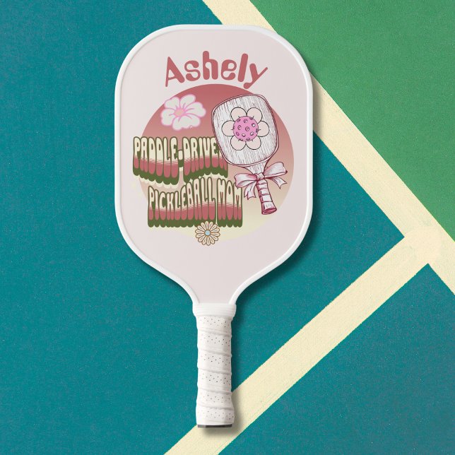 Benutzerdefinierte Groovy Retro-Mama Pickleball Schläger (Von Creator hochgeladen)