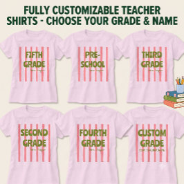 Benutzerdefinierte Grundschule Streifen Lehrer Nam T-Shirt
