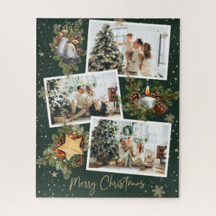 Benutzerdefinierte grüne Foto-Collage Weihnachten