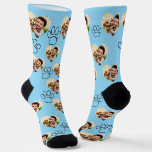 Benutzerdefinierte Haustier-Foto- und Pfotenabdrüc Socken