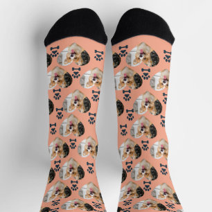 Benutzerdefinierte Haustier-Foto- und Pfotenabdruc Socken