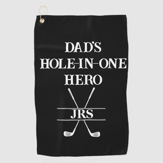 Benutzerdefinierte Heldeninitialen des Vaters in S Golfhandtuch (Vorderseite)