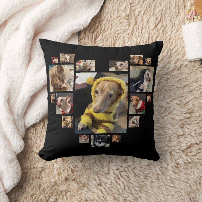 Benutzerdefinierte Herz-Multiple Foto Collage Hund Kissen (Decke)