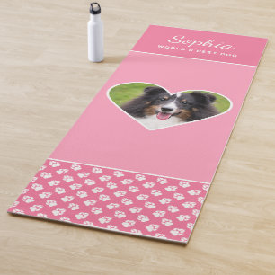Benutzerdefinierte Herzform Haustierfoto auf Rosa Yogamatte