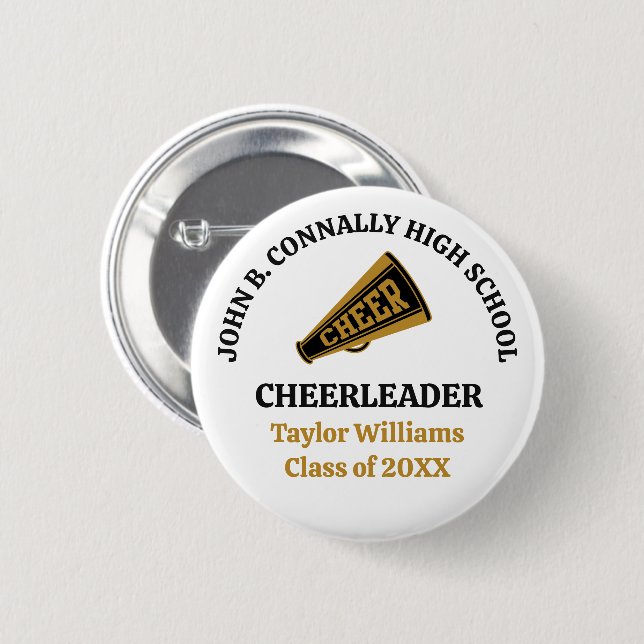 Benutzerdefinierte High School Cheerleaderin Schwa Button (Vorne & Hinten)