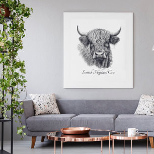 Benutzerdefinierte Highland-Kuh-Skizzen-Kunstgaler Poster