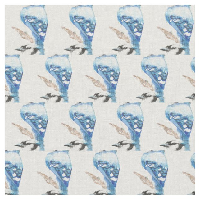 Benutzerdefinierte Hintergrundfarbe Blau Jay Bird  Stoff (Nahaufnahme)