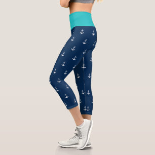 Benutzerdefinierte Hintergrundfarben Nautischer We Capri Leggings