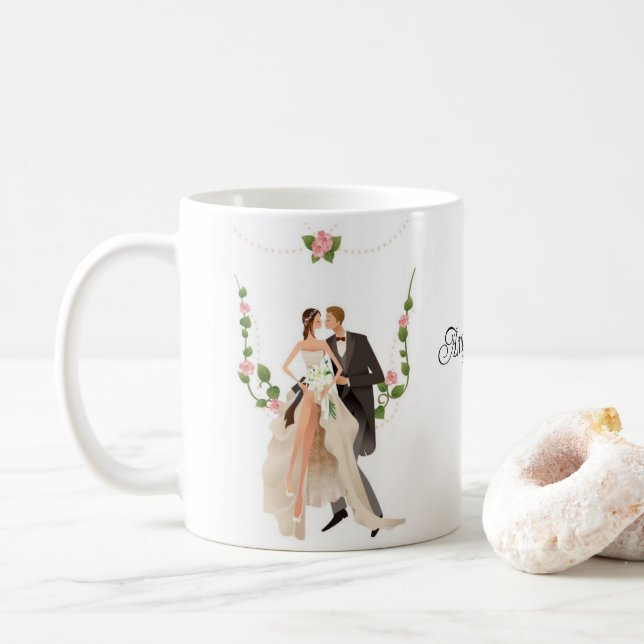Benutzerdefinierte Hochzeit  Kaffeetasse (Mit Donut)