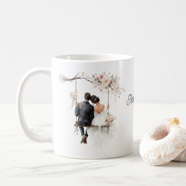 Benutzerdefinierte Hochzeit  Kaffeetasse (Mit Donut)