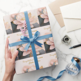 Benutzerdefinierte Hochzeit Rosa Lotus Herzlichen Geschenkpapier