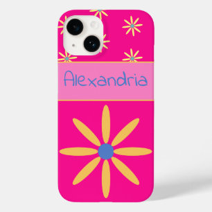 Benutzerdefinierte, Hot-Pink-Retro-Blume Case-Mate iPhone 14 Hülle