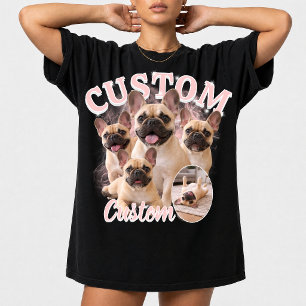Benutzerdefinierte Hunde-Bootleg-Fotocollage, Vint T-Shirt