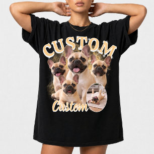 Benutzerdefinierte Hunde-Bootleg-Fotocollage, Vint T-Shirt
