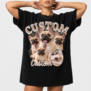 Benutzerdefinierte Hunde-Bootleg-Fotocollage, Vint T-Shirt