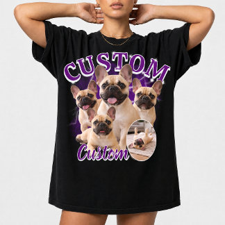 Benutzerdefinierte Hunde-Bootleg-Fotocollage, Vint T-Shirt