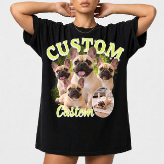 Benutzerdefinierte Hunde-Bootleg-Fotocollage, Vint T-Shirt