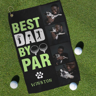 Benutzerdefinierte Hunde-Foto-Collage Bester Vater Golfhandtuch