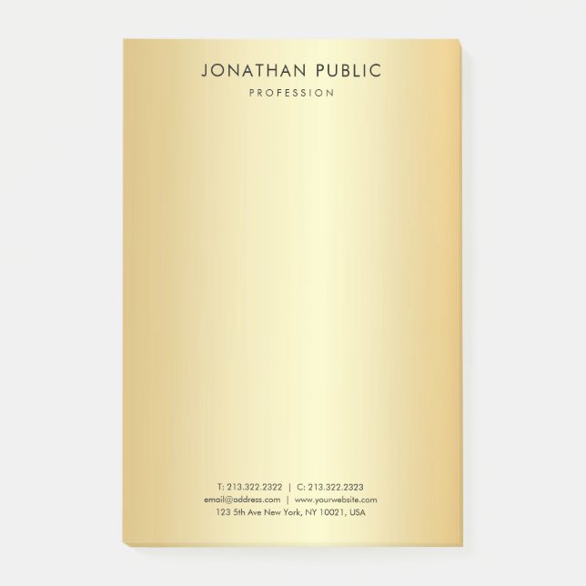 Benutzerdefinierte Imitate Gold Elegante einfache  Post-it Klebezettel (Vorderseite)