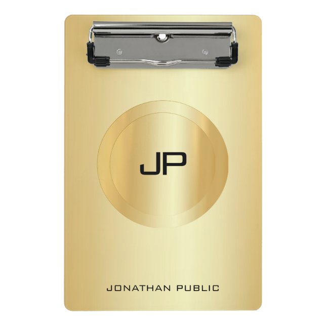 Benutzerdefinierte Imitate Gold elegante Monogram- Mini Klemmbrett (Vorderseite)