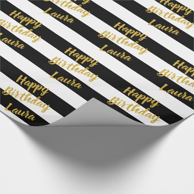 Benutzerdefinierte Imitate Gold-Script auf schwarz Geschenkpapier (Ecke)