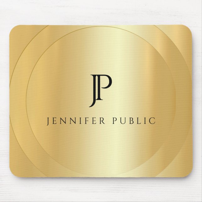 Benutzerdefinierte Imitate Gold Template Monogramm Mousepad (Vorne)